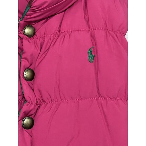Ralph Lauren Reversible Vest Girls 3T Pink Green PUFFER Down Crest Horse Toddler - Picture 4 of 8